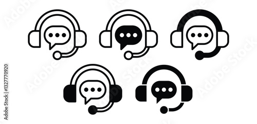 Chat Bubbles Customer Service Support with Headset Icons Symbols Vector Design Illustration Set