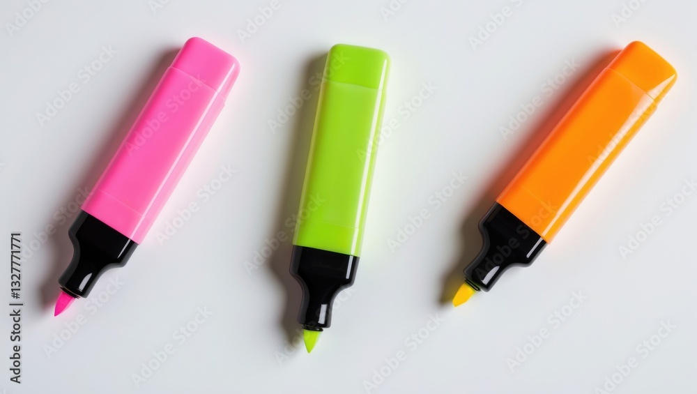 Three text markers are separated on a white background. Three text markers are separated on a white background.