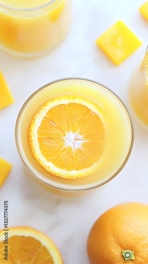 Refreshing Orange Juice Drinks with Fruit Slices Refreshing Orange Juice Drinks with Fruit Slices