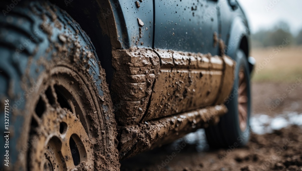 The asphalt is adhered to the vehicle. The asphalt is adhered to the vehicle.