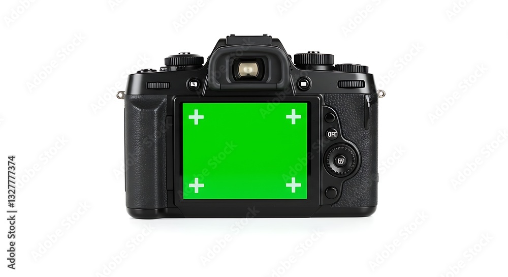 Professional Digital Camera Display Mockup with Green Screen for Compositing Professional Digital Camera Display Mockup with Green Screen for Compositing