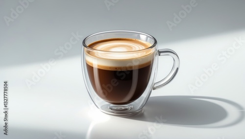Wallpaper Mural Transparent double wall glass mug featuring espresso coffee on a white background. Torontodigital.ca