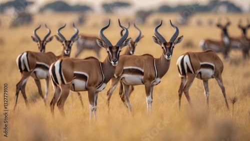 Topi Antelopes in the African savannah photo