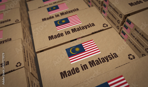 Obraz na płótnie Made in Malaysia box pack 3d illustration w salonie