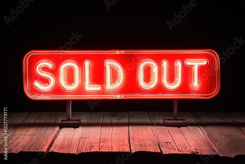 A bright red neon sign displaying the words 'Sold Out' against a dark background.