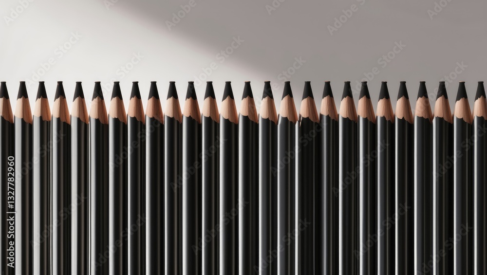 Minimalist art image featuring black pencils aligned to create vertical dark lines. Elegant artistic design structure suitable for graphics and backgrounds. Minimalist art image featuring black pencils aligned to create vertical dark lines. Elegant artistic design structure suitable for graphics and backgrounds.