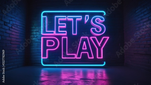 Glowing lettering template for a sign that says Let's Play.