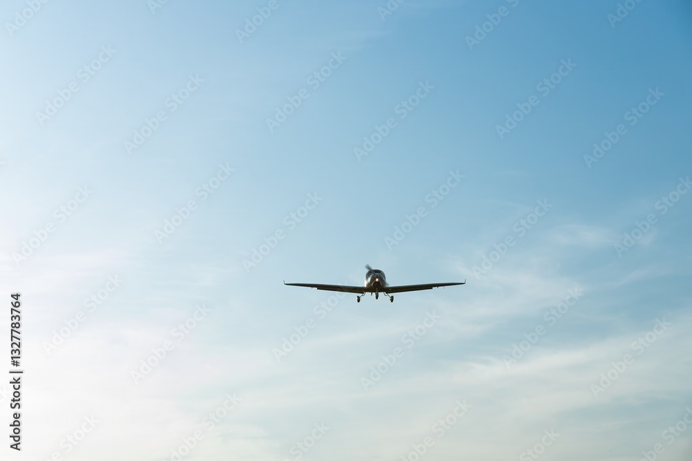 Single engine ultralight aircraft flying in the sky. empty space for insertion. Single engine ultralight aircraft flying in the sky. empty space for insertion.