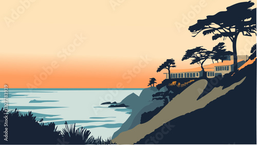 Sunset at Esalen Institute, California