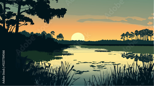 Sunset over the Marshes of Alligator River