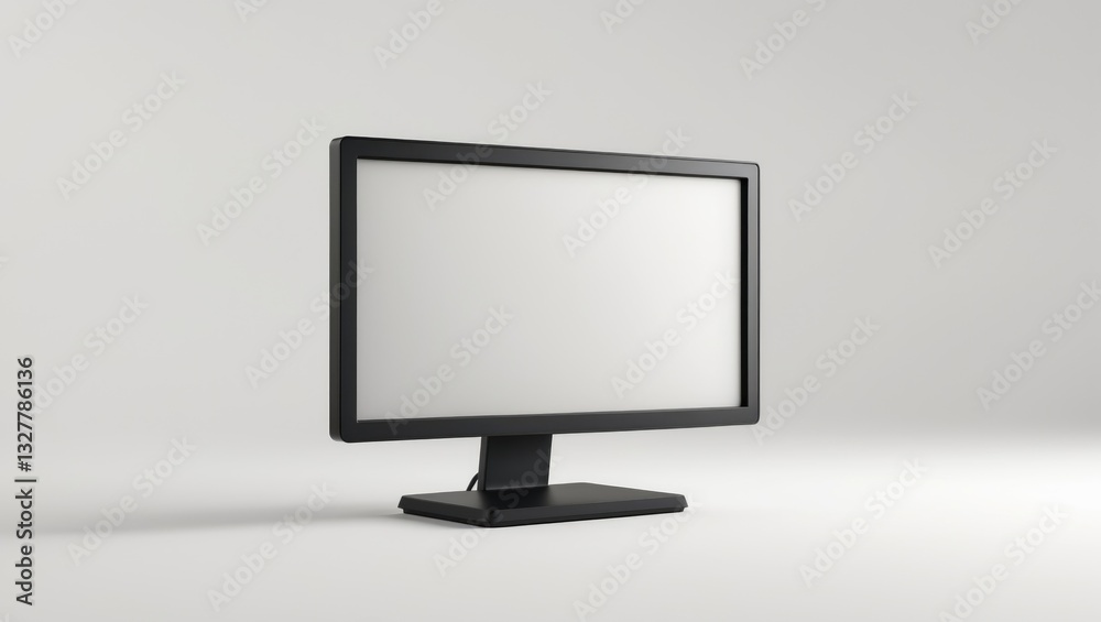 LCD monitor with a blank screen set against a white background. LCD monitor with a blank screen set against a white background.