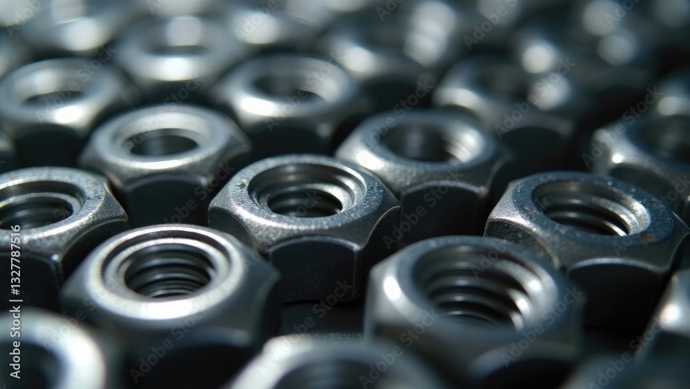Steel fasteners, including bolts and nuts crafted from high-quality alloy steel and other components, designed for secure fastening, featuring a close-up view of the nut. Steel fasteners, including bolts and nuts crafted from high-quality alloy steel and other components, designed for secure fastening, featuring a close-up view of the nut.