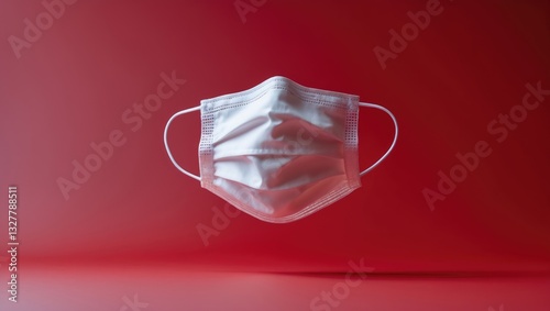 Surgical face mask against a background. Minimalist medical concept. Medical apparatus. photo