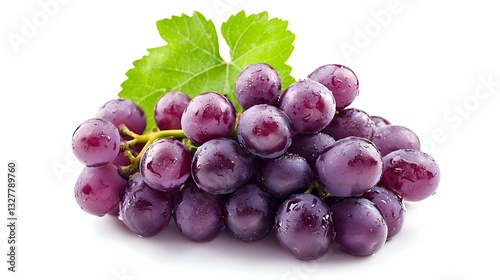 Ripe juicy purple grape cluster isolated
