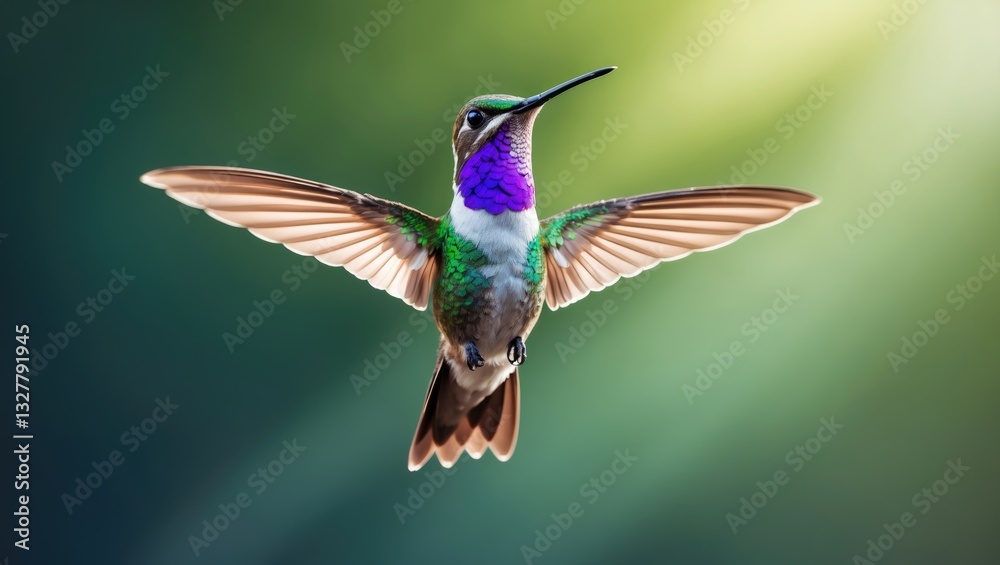 Fototapeta premium Hummingbird captured mid-flight in photography