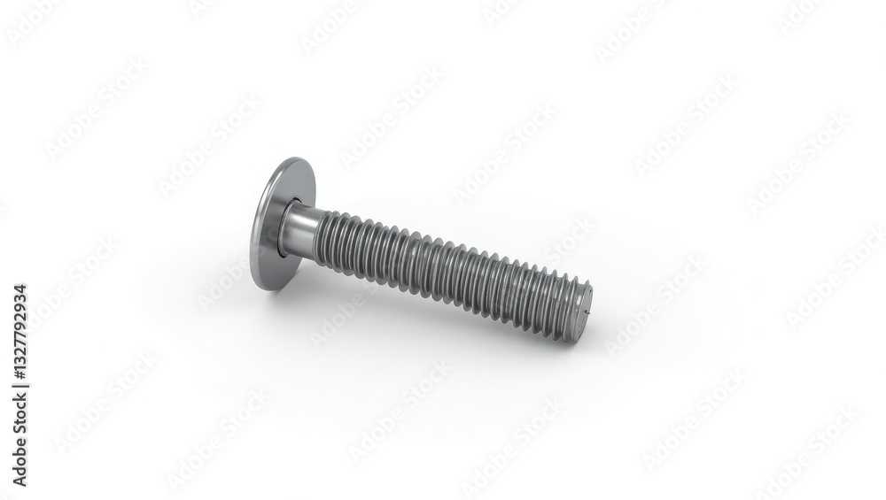 One isolated metal carriage bolt on a white background. One isolated metal carriage bolt on a white background.