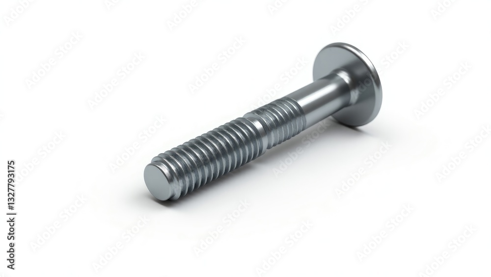 One isolated metal carriage bolt on a white background. One isolated metal carriage bolt on a white background.