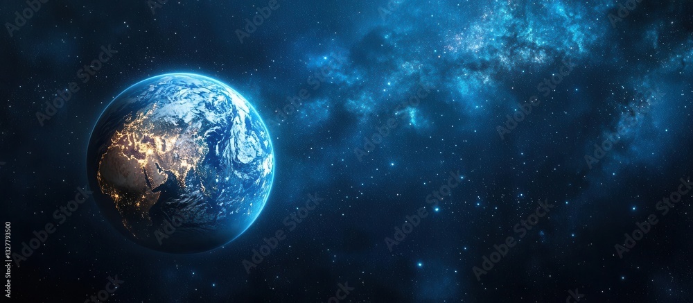 Obraz premium Earth Moon and Sun in Space