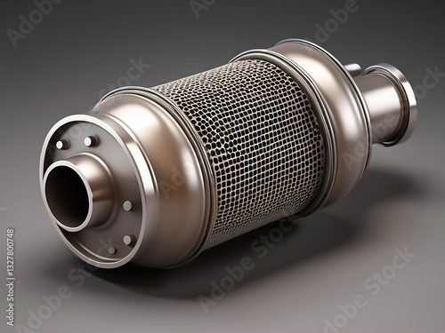 Detailed 3D Illustration of Diesel Particulate Filter & Catalytic Converter