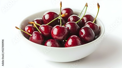 Bowl of Cherries isolated on white background