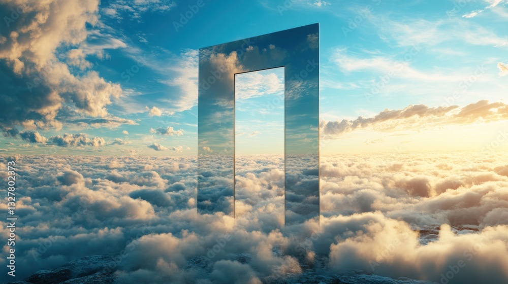Sky Portal Above Clouds at Sunset Sky Portal Above Clouds at Sunset