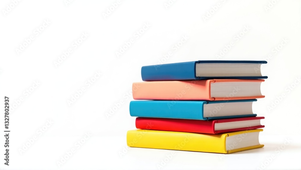 Fototapeta premium Stack of vibrant books set against a white background.