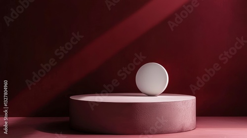 Elegant burgundy gradient background with soft lighting, creating a modern studio space for product display, minimal design