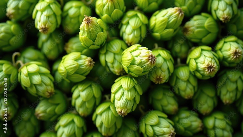Green ripe hop cones for brewery and bakery background design. Green ripe hop cones for brewery and bakery background design.