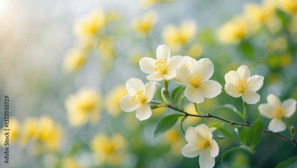 Obraz premium Spring mimosa flower. Framed image with soft focus selection. Easter greeting card.