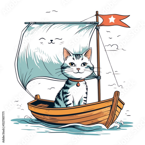 cat on the boat