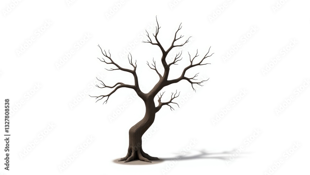 Dry branch of a large dead tree featuring a cracked dark bark stem. Isolated beautiful old tree against a white background. A solitary old and dead tree in nature. A lone wooden trunk in the forest... Dry branch of a large dead tree featuring a cracked dark bark stem. Isolated beautiful old tree against a white background. A solitary old and dead tree in nature. A lone wooden trunk in the forest...
