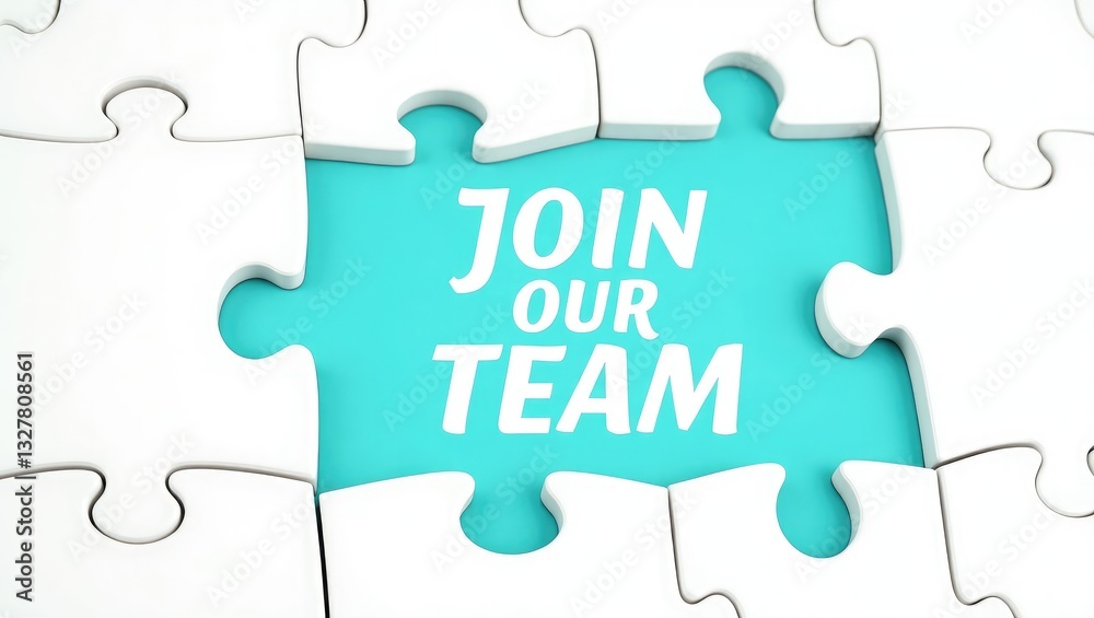 Job recruiting advertisement illustrated by 'JOIN OUR TEAM' wording on the jigsaw puzzle board. Rows of jigsaw pieces are missing in an attractive background - a metaphor to depict hiring opportuni... Job recruiting advertisement illustrated by 'JOIN OUR TEAM' wording on the jigsaw puzzle board. Rows of jigsaw pieces are missing in an attractive background - a metaphor to depict hiring opportuni...
