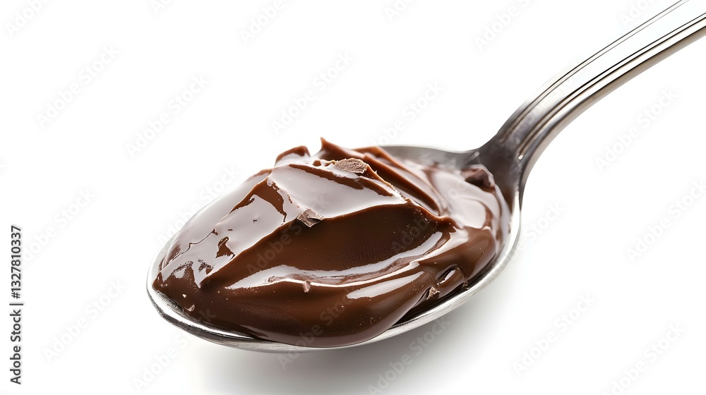 Fototapeta premium Chocolate Hazelnut Spread on Spoon isolated on white background