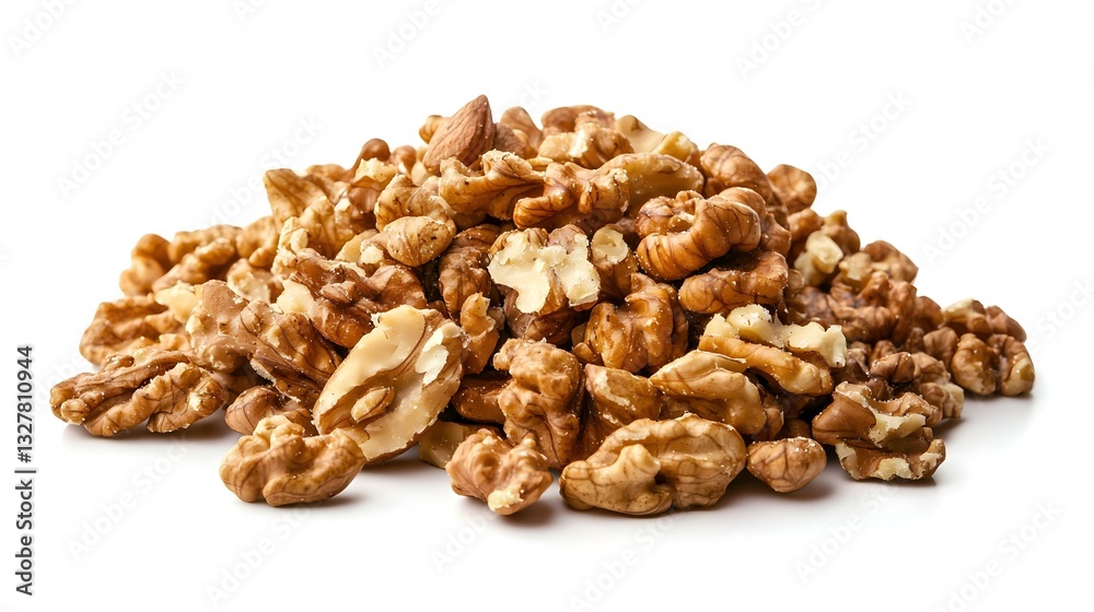 Pile of Shelled Walnuts isolated on white background Pile of Shelled Walnuts isolated on white background