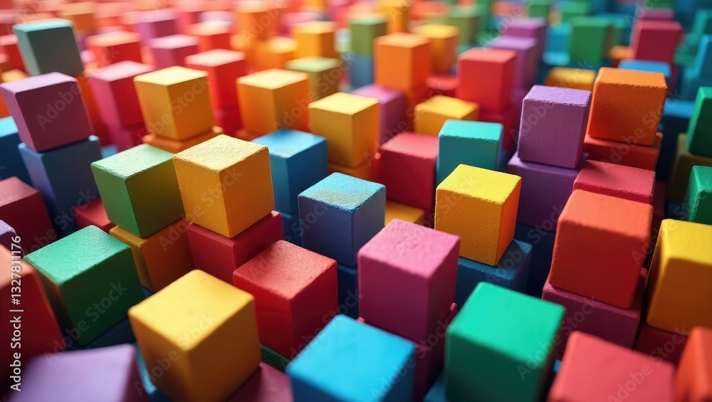 Spectrum of piled multi-colored wooden blocks. Background or cover for something artistic, diverse, expanding, rising, or growing. Spectrum of piled multi-colored wooden blocks. Background or cover for something artistic, diverse, expanding, rising, or growing.