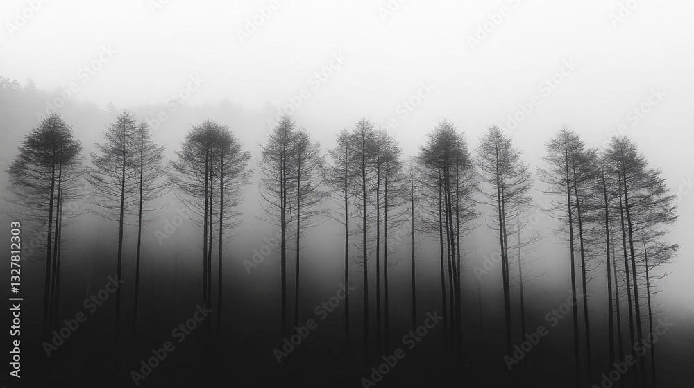 Fototapeta premium Foggy Forest Silhouette
