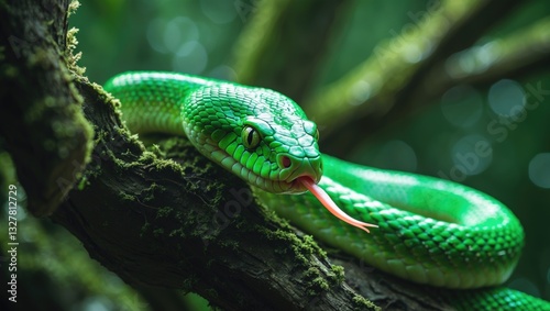 Green cat snake is a mildly venomous arboreal snake.