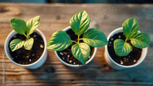 New young leaves on the violet propagated by a leaf.