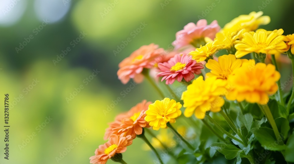 Vibrant bouquet of colorful flower blooming in a lush garden during springtime Vibrant bouquet of colorful flower blooming in a lush garden during springtime