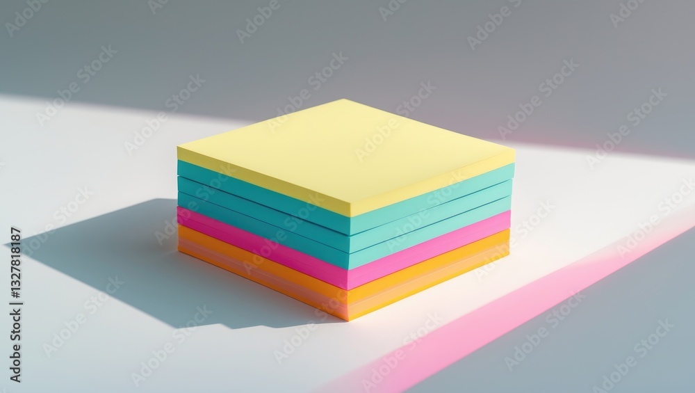 four color stack of post-it notes with clipping path four color stack of post-it notes with clipping path
