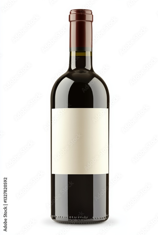 A bottle of red wine with a blank labe A bottle of red wine with a blank labe