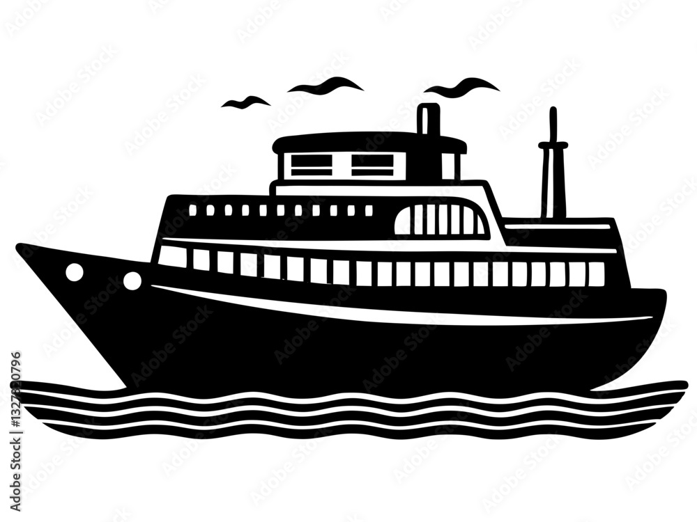ferry black silhouette vector, Simple silhouette Design vector icon with white background. Water transportation vector illustration ferry black silhouette vector, Simple silhouette Design vector icon with white background. Water transportation vector illustration