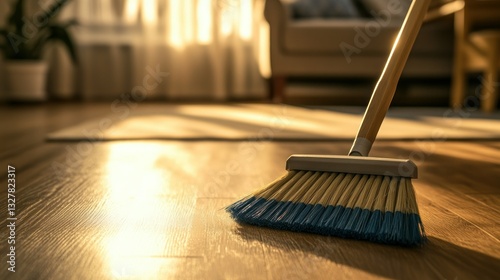 Wallpaper Mural A broom standing on a wooden floor in a bright room Torontodigital.ca