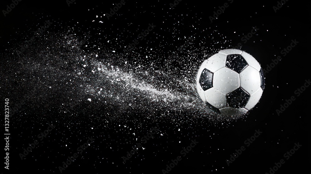 Naklejka premium Dynamic Soccer Ball in Motion: A Stunning Freeze-Frame Capture