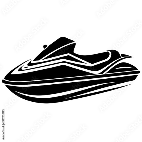 jet ski black silhouette vector, Simple silhouette Design vector icon with white background. Water transportation vector illustration 