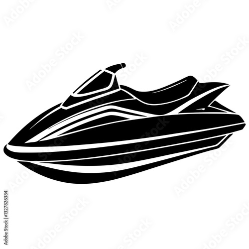 jet ski black silhouette vector, Simple silhouette Design vector icon with white background. Water transportation vector illustration 
