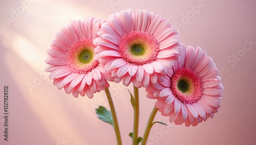 Beautiful gerbera flowers on a colorful backdrop, with space available for text.