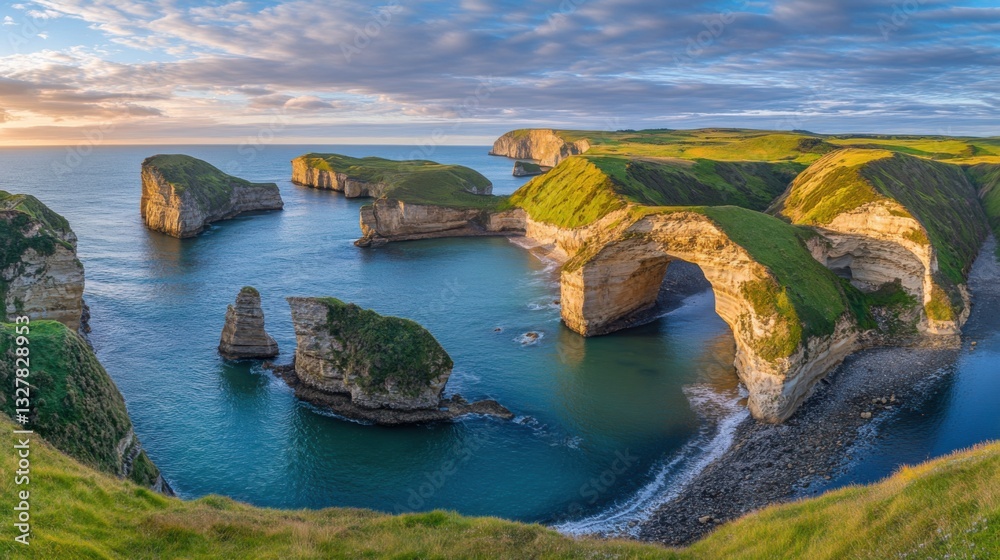 Serene Sunrise Over Ocean with Golden Light