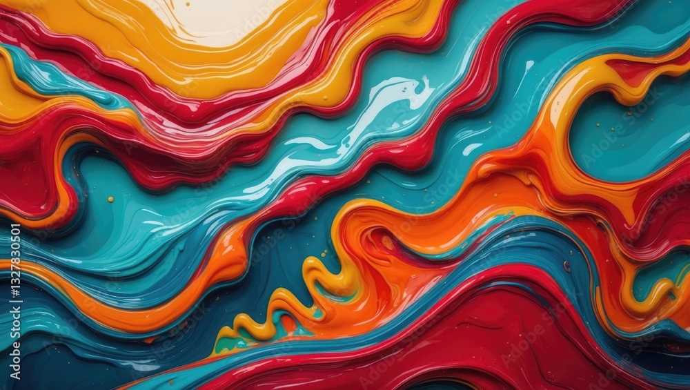 Fluent acrylic backdrop featuring mixed, overflowing paints. Texture of fluid art with colored waves and swirling shapes. An abstract blend of liquid colors flowing in a wavy pattern. Fluent acrylic backdrop featuring mixed, overflowing paints. Texture of fluid art with colored waves and swirling shapes. An abstract blend of liquid colors flowing in a wavy pattern.