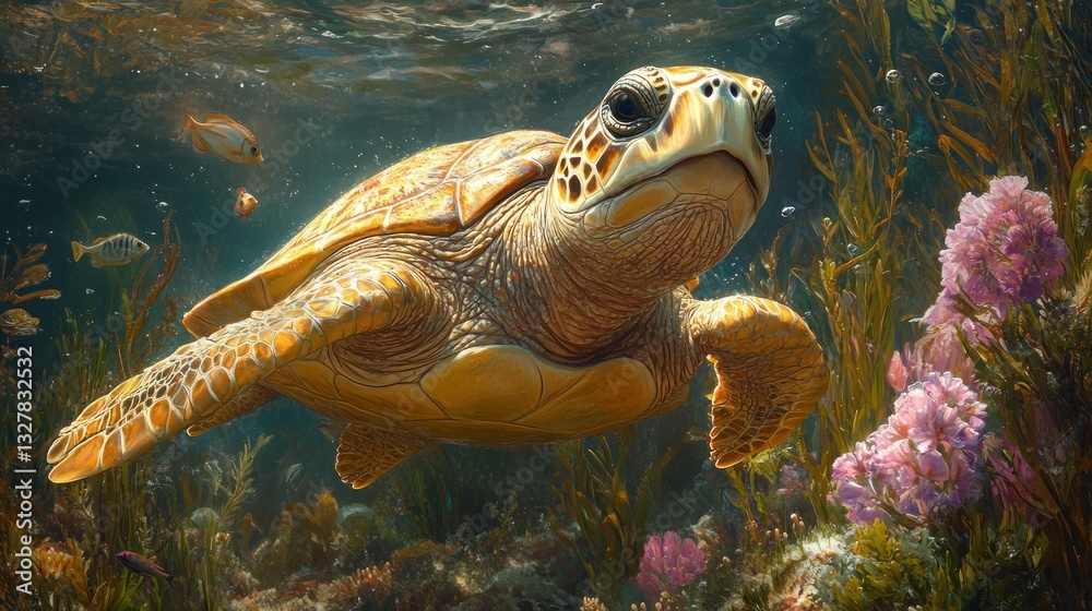 Fototapeta premium Sea Turtle in Coral Reef
